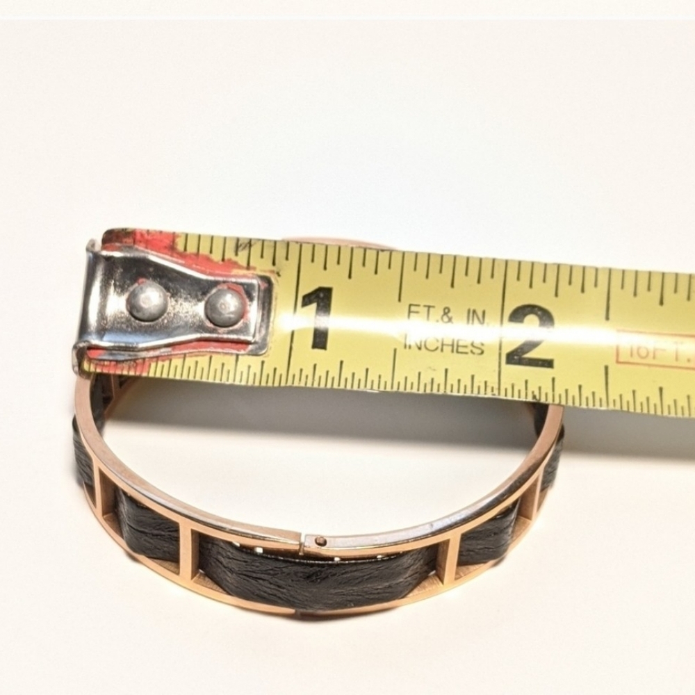 Rose gold plated stainless steel leather b... - Picture 4 of 5